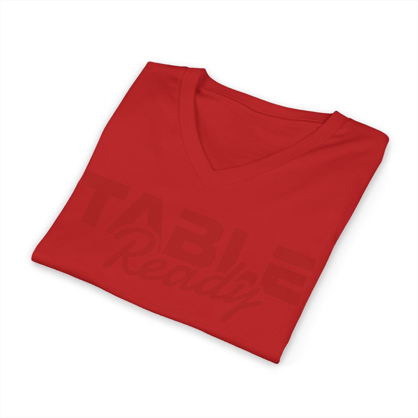 Table Ready V-Neck Tee - Psalm 23:5 Faith Graphic Tee | Monochromatic Edition