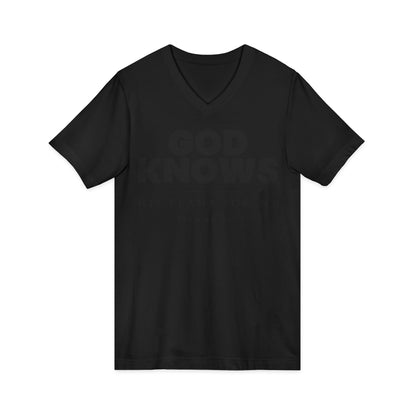 God Knows V-Neck Tee - Jeremiah 29:11 Faith Graphic Tee | Monochromatic Edition