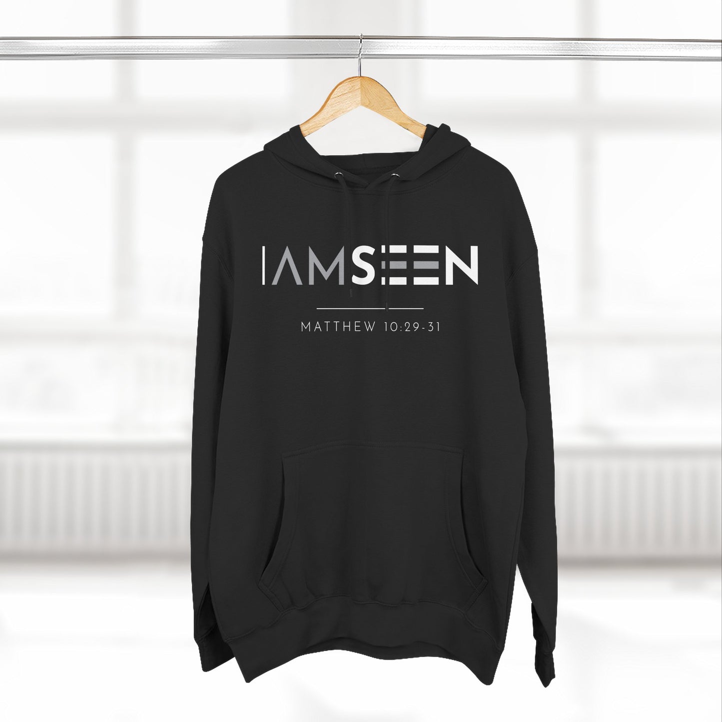 I Am Seen Pullover Hoodie - Matthew 10:29-31 Christian Sweatshirt | Contrast Edition