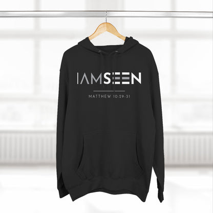 I Am Seen Pullover Hoodie - Matthew 10:29-31 Christian Sweatshirt | Contrast Edition