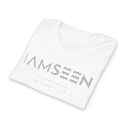 I Am Seen V-Neck Tee - Matthew 10:29-31 Faith Graphic Tee | Pure Print Edition