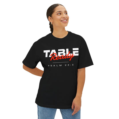 Table Ready Oversized Tee - Psalm 23:5 Faith Graphic Tee | Oversized Edition
