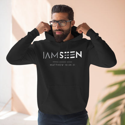 I Am Seen Pullover Hoodie - Matthew 10:29-31 Christian Sweatshirt | Contrast Edition