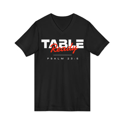 Table Ready V-Neck Tee - Psalm 23:5 Faith Graphic Tee