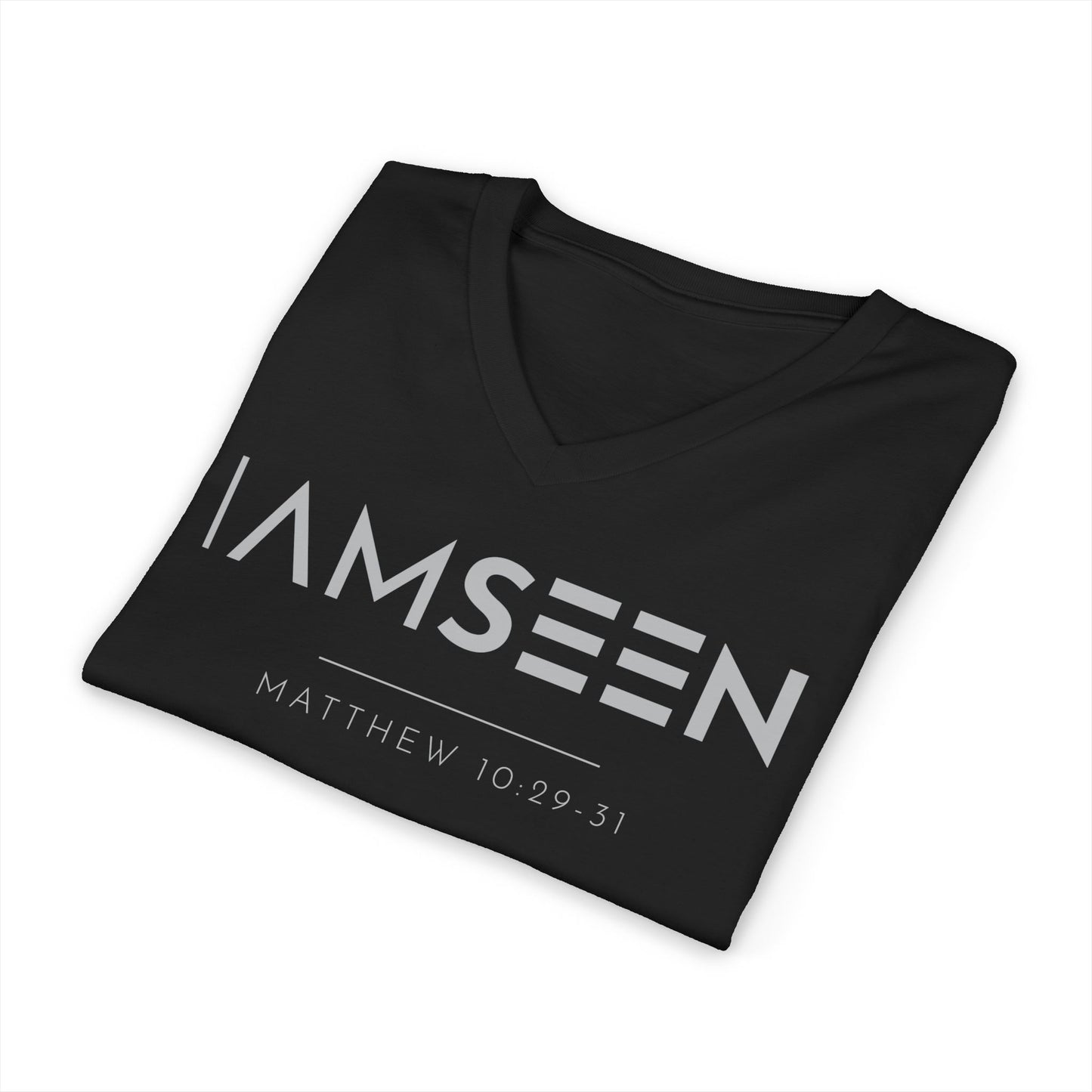 I Am Seen V-Neck Tee - Matthew 10:29-31 Faith Graphic Tee | Pure Print Edition