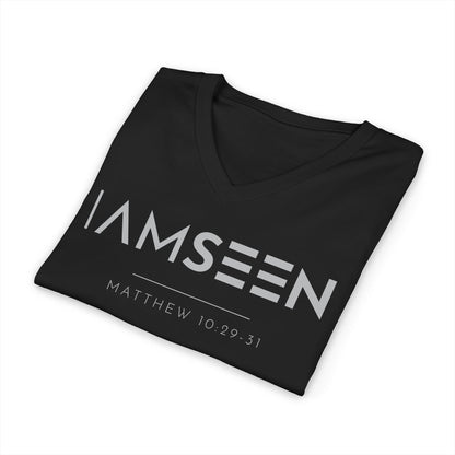I Am Seen V-Neck Tee - Matthew 10:29-31 Faith Graphic Tee | Pure Print Edition