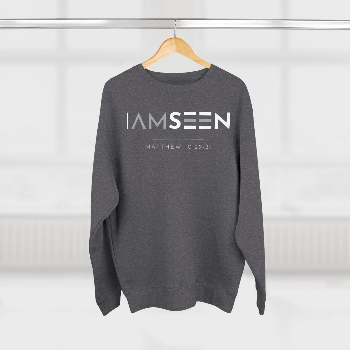 I Am Seen Crewneck Sweatshirt - Matthew 10:29-31 Christian Fleece | Contrast Edition