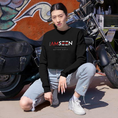 I Am Seen Cropped Sweatshirt - Matthew 10:29-31 Faith Graphic