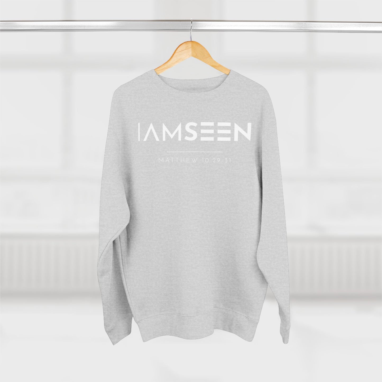 I Am Seen Crewneck Sweatshirt - Matthew 10:29-31 Christian Fleece | Pure Print Edition