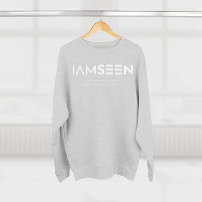 I Am Seen Crewneck Sweatshirt - Matthew 10:29-31 Christian Fleece | Pure Print Edition
