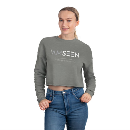 I Am Seen Cropped Sweatshirt - Matthew 10:29-31 Faith Graphic | Contrast Edition