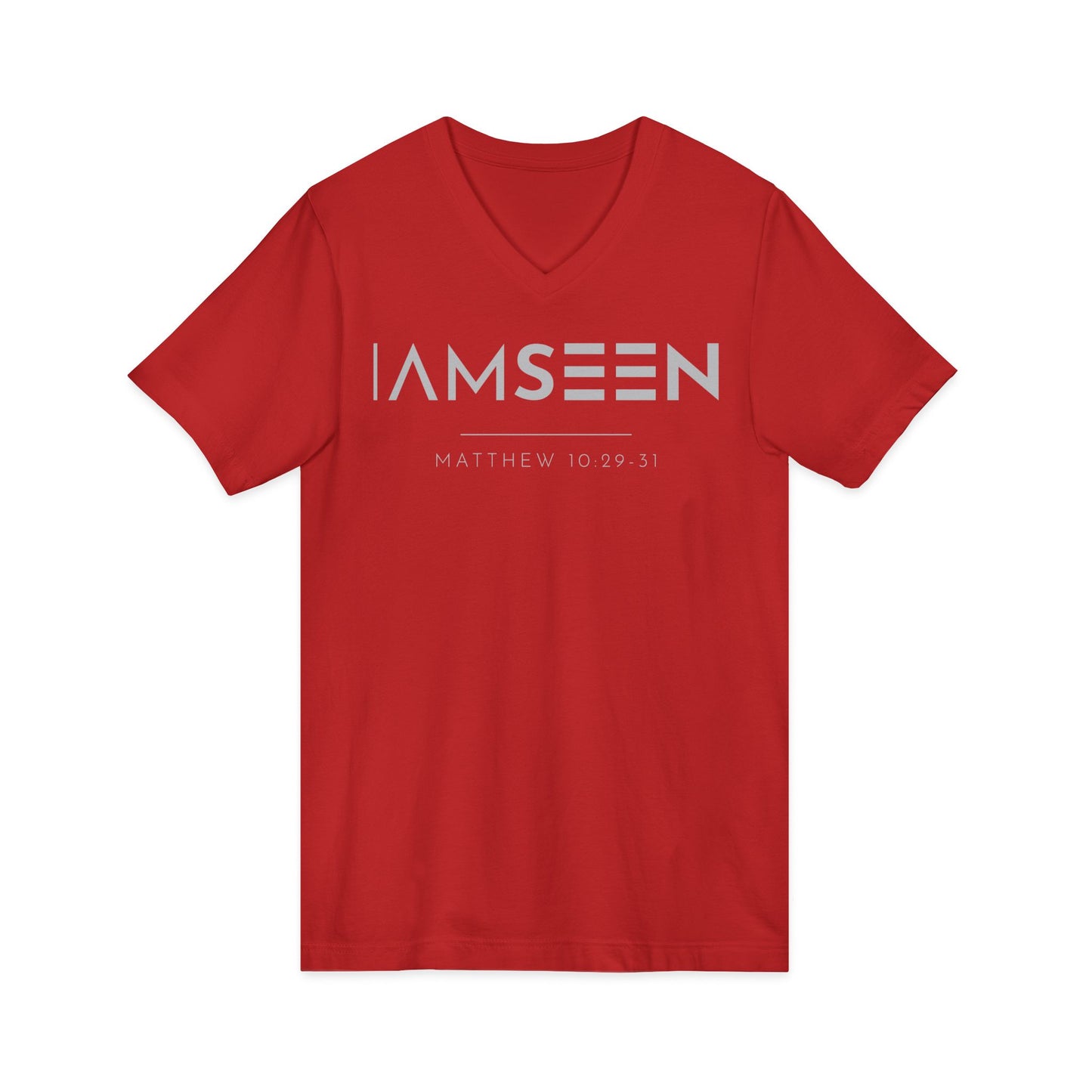 I Am Seen V-Neck Tee - Matthew 10:29-31 Faith Graphic Tee | Pure Print Edition