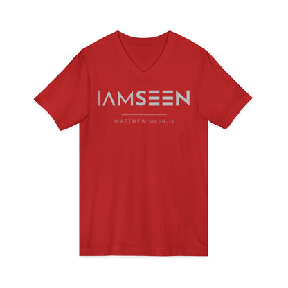 I Am Seen V-Neck Tee - Matthew 10:29-31 Faith Graphic Tee | Pure Print Edition