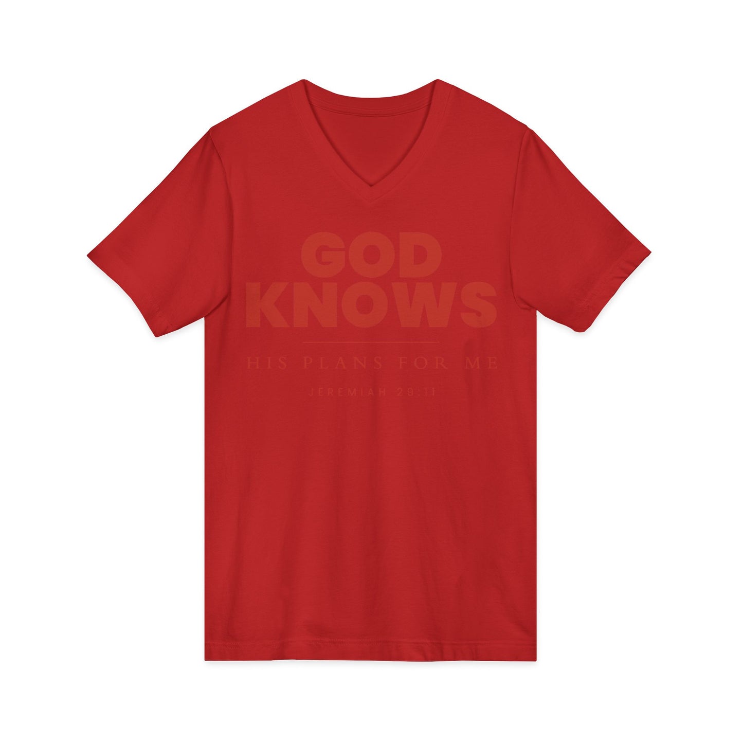 God Knows V-Neck Tee - Jeremiah 29:11 Faith Graphic Tee | Monochromatic Edition