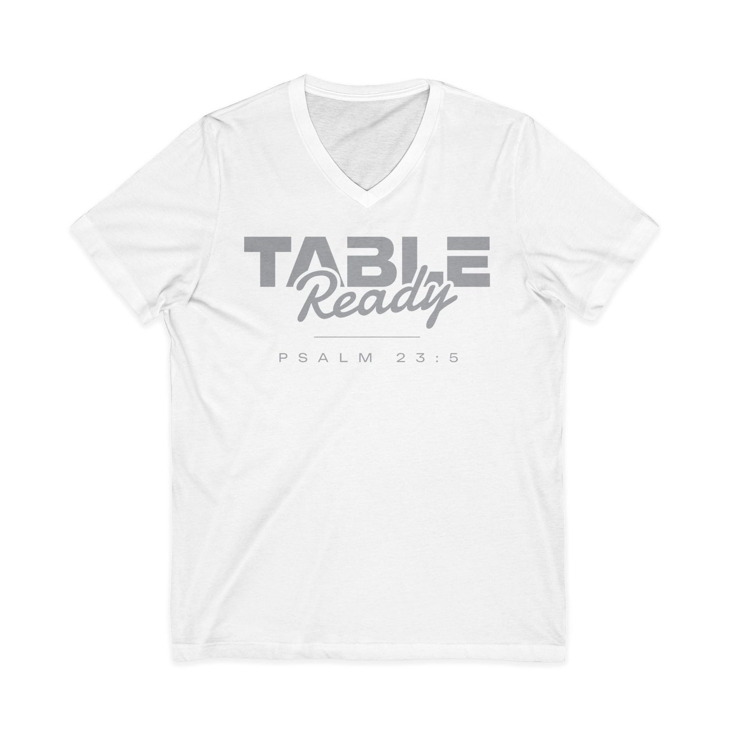Table Ready V-Neck Tee - Psalm 23:5 Faith Graphic Tee | Pure Print Edition