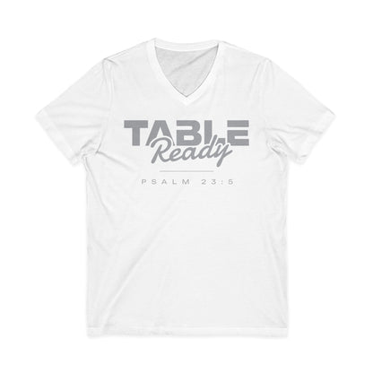 Table Ready V-Neck Tee - Psalm 23:5 Faith Graphic Tee | Pure Print Edition