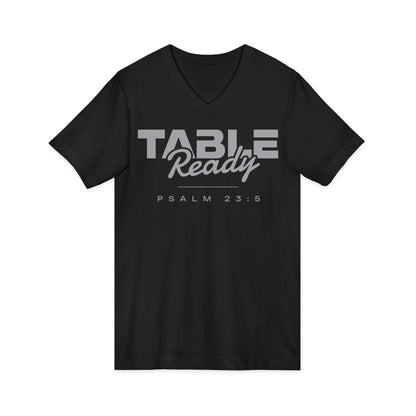 Table Ready V-Neck Tee - Psalm 23:5 Faith Graphic Tee | Pure Print Edition