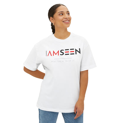 I Am Seen Oversized Tee - Matthew 10:29-31 Faith Graphic Tee | Oversized Edition