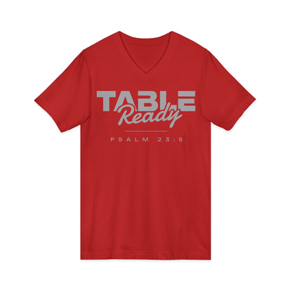 Table Ready V-Neck Tee - Psalm 23:5 Faith Graphic Tee | Pure Print Edition
