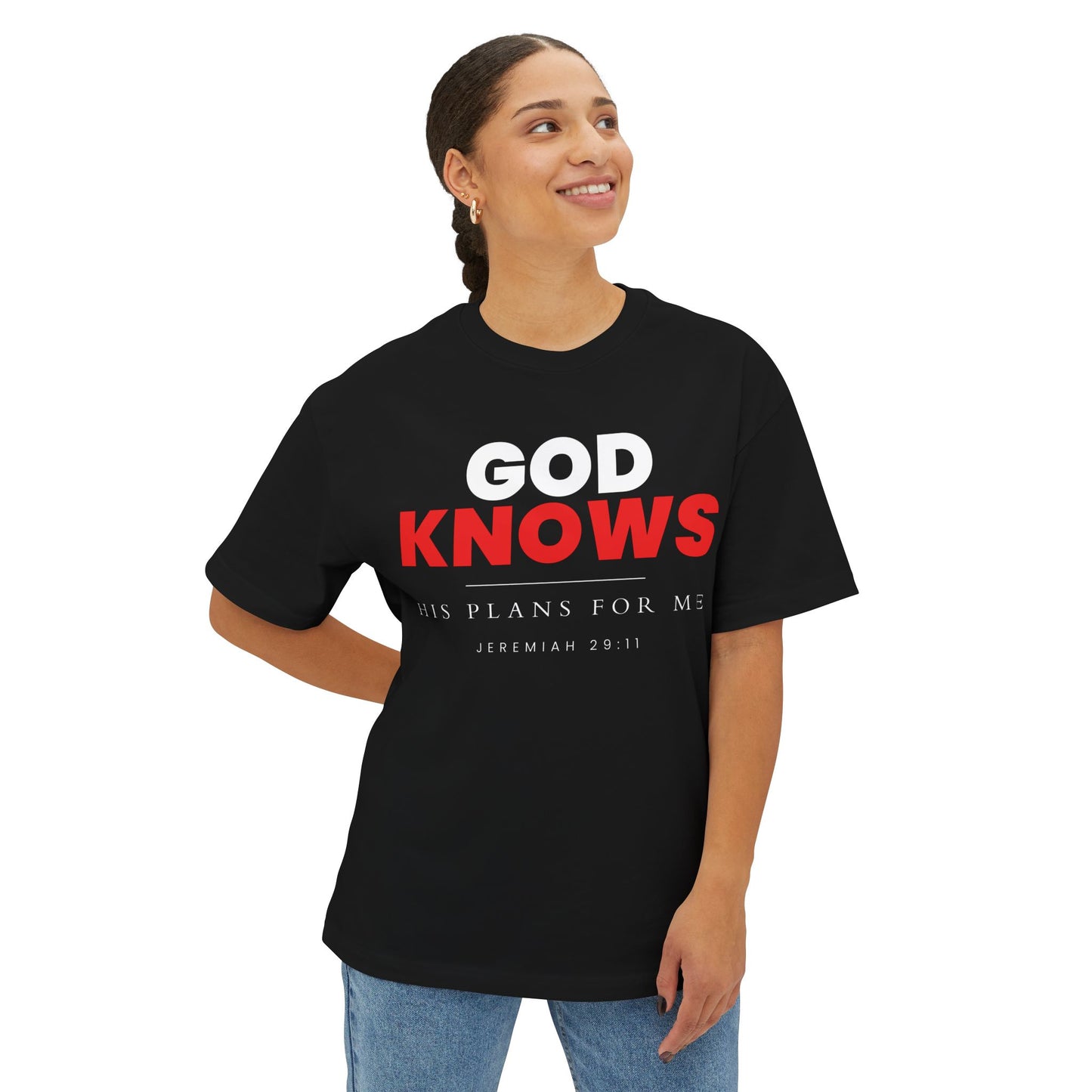 God Knows Oversized Tee - Jeremiah 29:11 Faith Graphic Tee | Oversized Edition