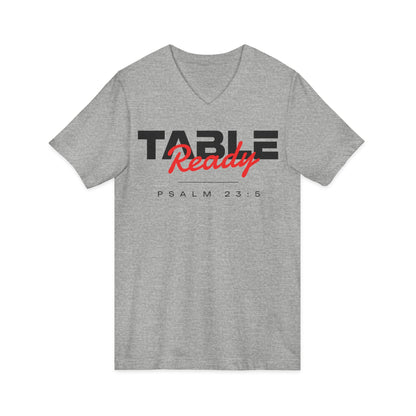 Table Ready V-Neck Tee - Psalm 23:5 Faith Graphic Tee