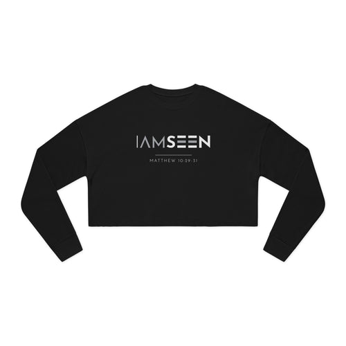 I Am Seen Cropped Sweatshirt - Matthew 10:29-31 Faith Graphic | Contrast Edition