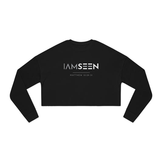 I Am Seen Cropped Sweatshirt - Matthew 10:29-31 Faith Graphic | Contrast Edition