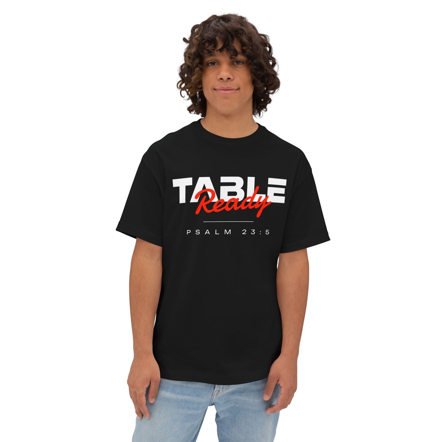 Table Ready Oversized Tee - Psalm 23:5 Faith Graphic Tee | Oversized Edition