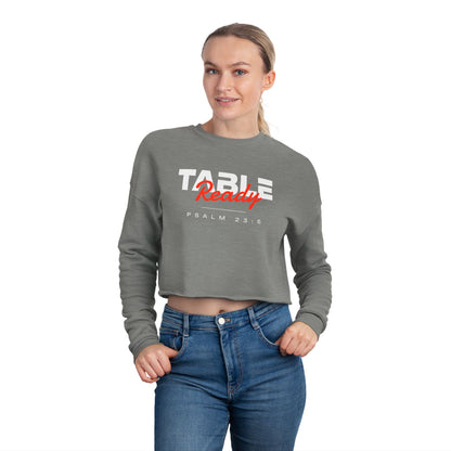 Table Ready Cropped Sweatshirt - Psalm 23:5 Faith Graphic