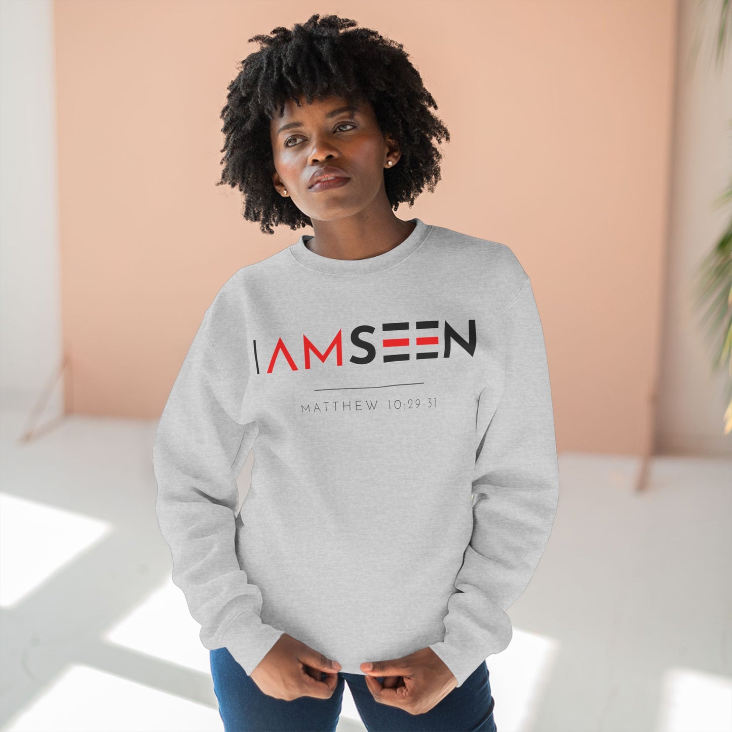 I Am Seen Crewneck Sweatshirt - Matthew 10:29-31 Christian Fleece