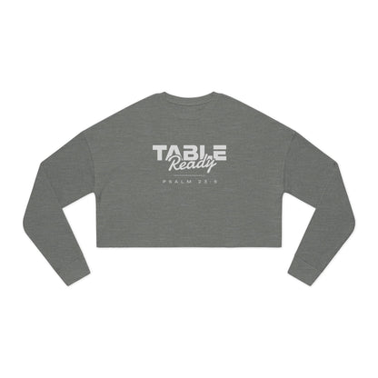 Table Ready Cropped Sweatshirt - Psalm 23:5 Faith Graphic | Pure Print Edition