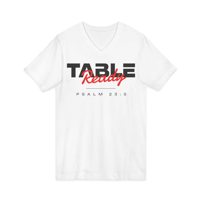 Table Ready V-Neck Tee - Psalm 23:5 Faith Graphic Tee