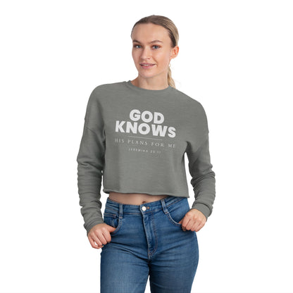 God Knows Cropped Sweatshirt - Jeremiah 29:11 Faith Graphic | Pure Print Edition