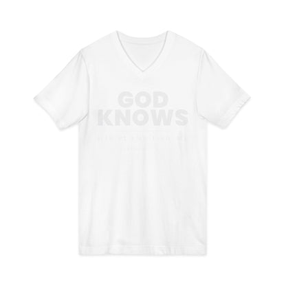God Knows V-Neck Tee - Jeremiah 29:11 Faith Graphic Tee | Monochromatic Edition
