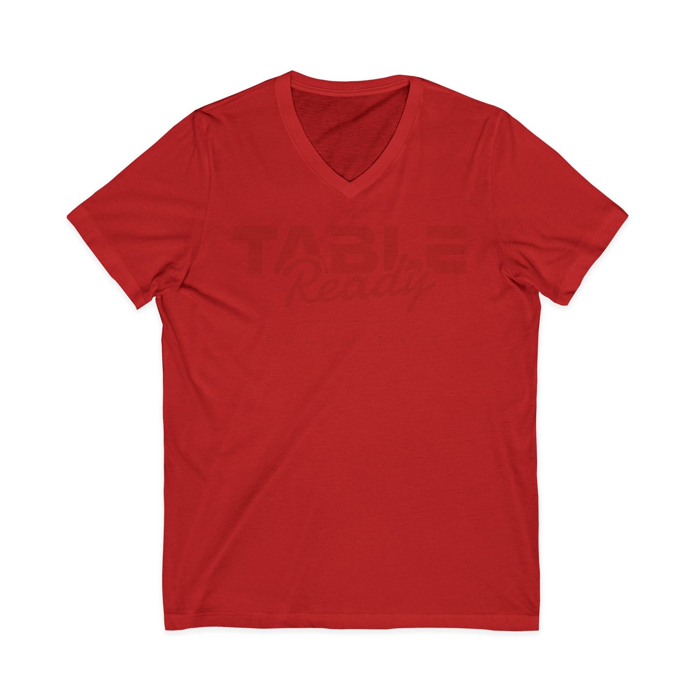 Table Ready V-Neck Tee - Psalm 23:5 Faith Graphic Tee | Monochromatic Edition