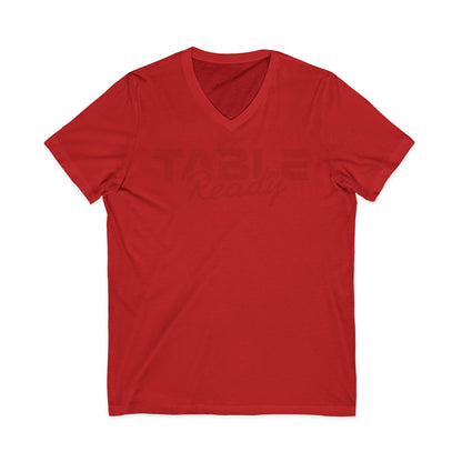 Table Ready V-Neck Tee - Psalm 23:5 Faith Graphic Tee | Monochromatic Edition