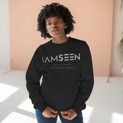 I Am Seen Crewneck Sweatshirt - Matthew 10:29-31 Christian Fleece | Pure Print Edition