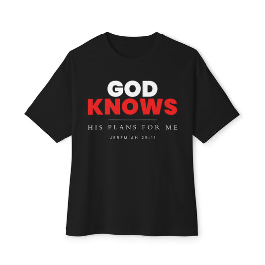 God Knows Oversized Tee - Jeremiah 29:11 Faith Graphic Tee | Oversized Edition