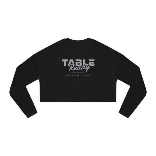 Table Ready Cropped Sweatshirt - Psalm 23:5 Faith Graphic | Pure Print Edition