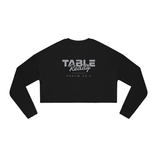 Table Ready Cropped Sweatshirt - Psalm 23:5 Faith Graphic | Pure Print Edition