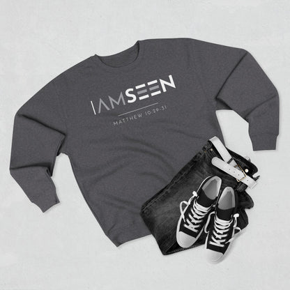 I Am Seen Crewneck Sweatshirt - Matthew 10:29-31 Christian Fleece | Contrast Edition