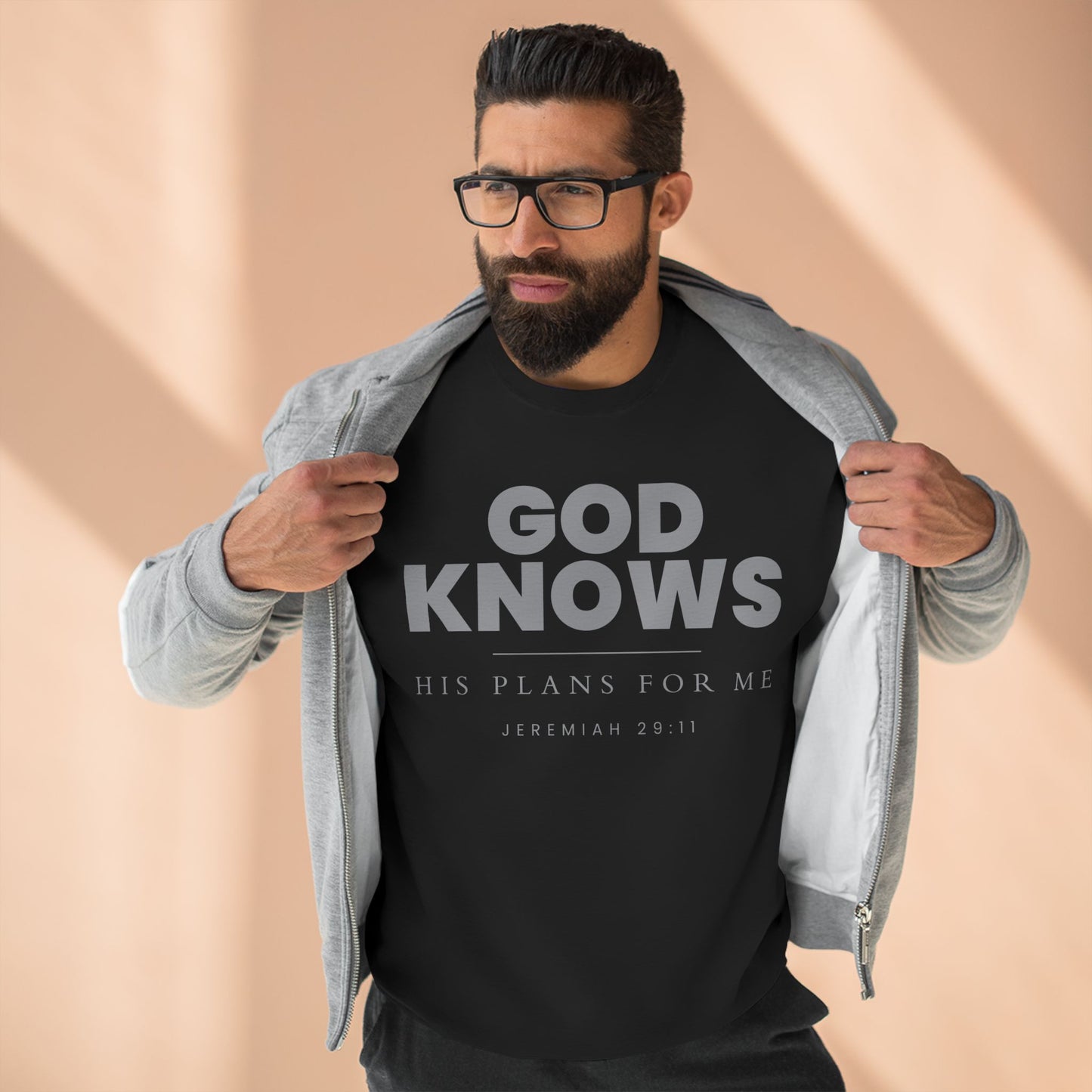 God Knows Crewneck Sweatshirt - Jeremiah 29:11 Christian Fleece | Pure Print Edition