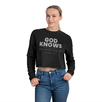 God Knows Cropped Sweatshirt - Jeremiah 29:11 Faith Graphic | Pure Print Edition