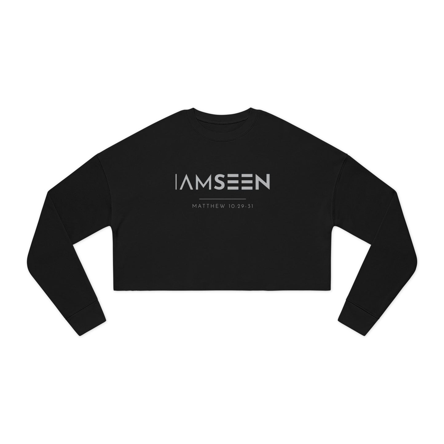 I Am Seen Cropped Sweatshirt - Matthew 10:29-31 Faith Graphic | Pure Print Edition