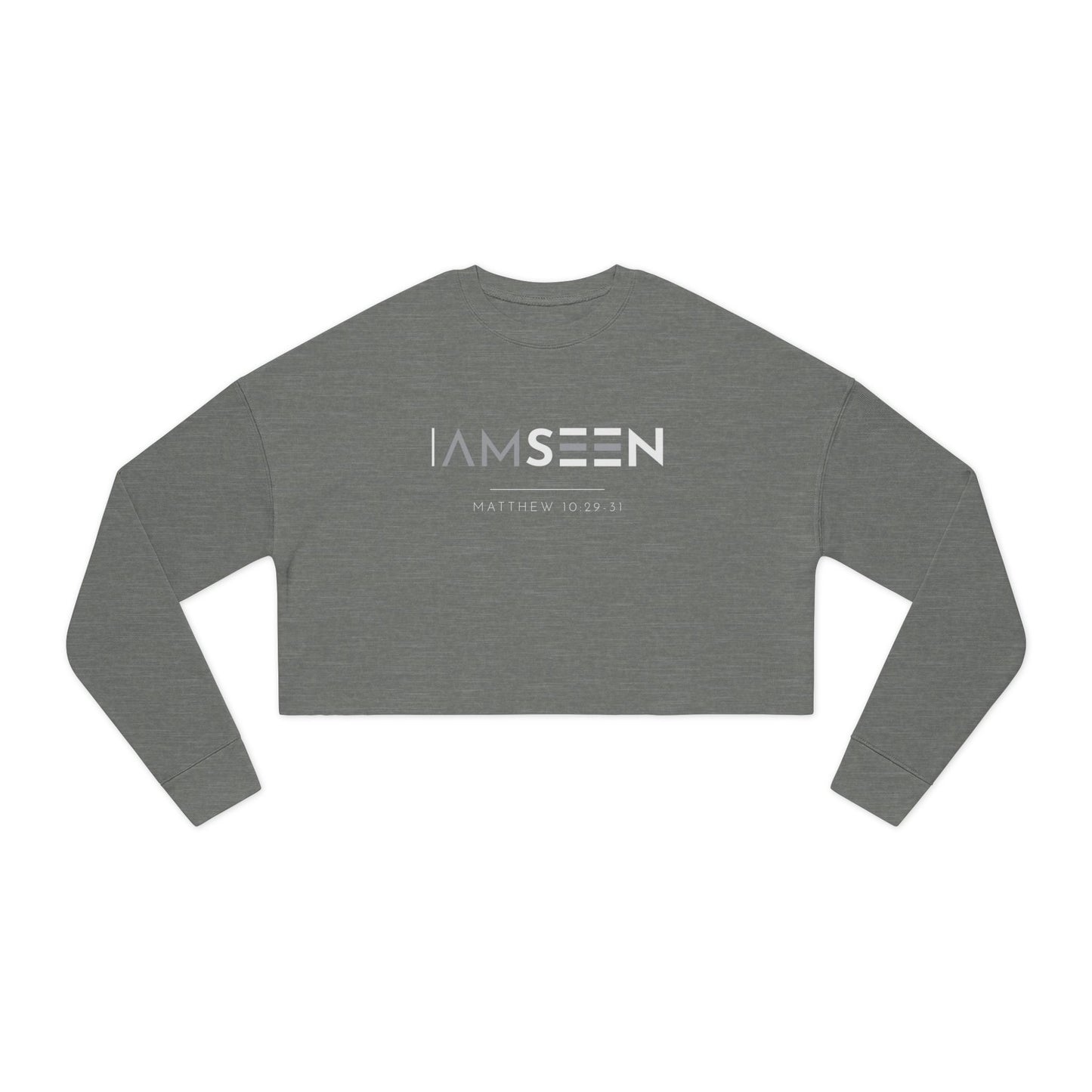 I Am Seen Cropped Sweatshirt - Matthew 10:29-31 Faith Graphic | Contrast Edition