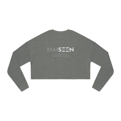 I Am Seen Cropped Sweatshirt - Matthew 10:29-31 Faith Graphic | Contrast Edition