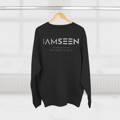 I Am Seen Crewneck Sweatshirt - Matthew 10:29-31 Christian Fleece | Pure Print Edition