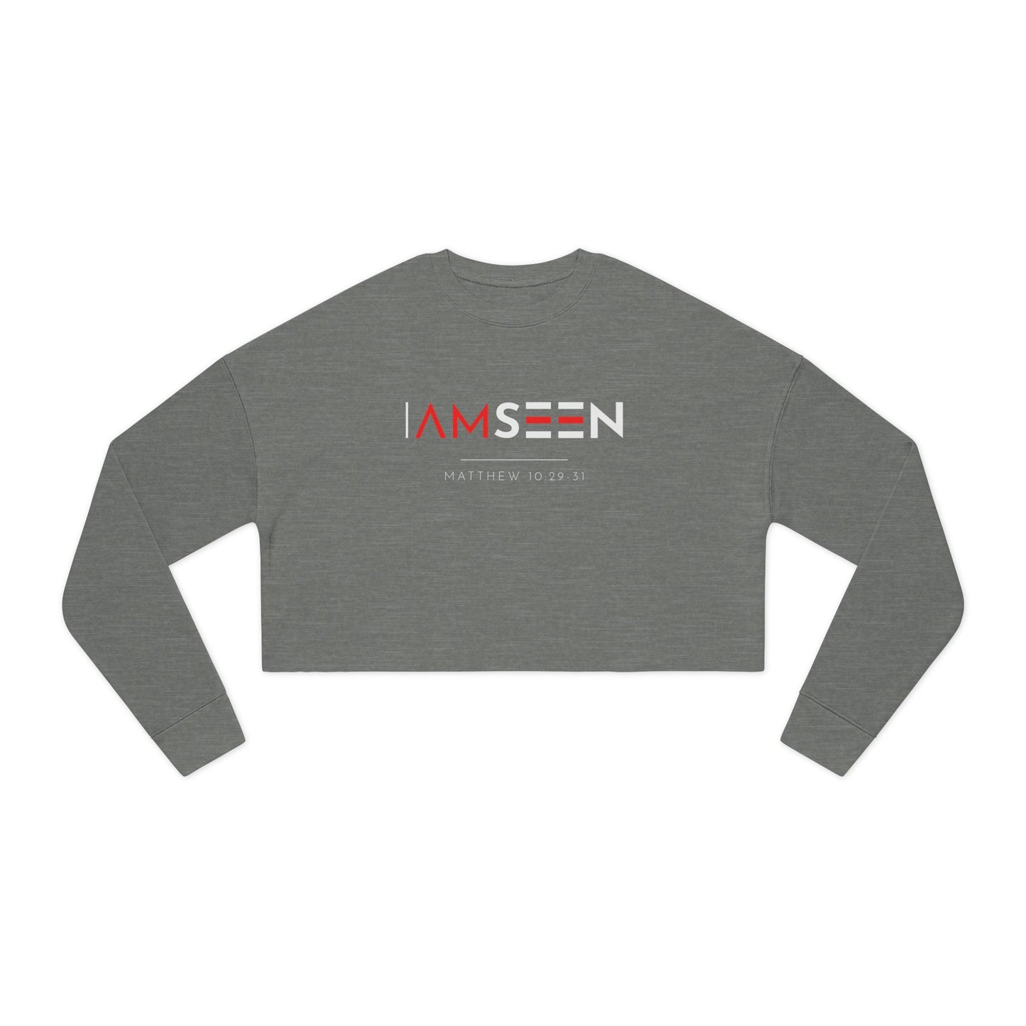 I Am Seen Cropped Sweatshirt - Matthew 10:29-31 Faith Graphic