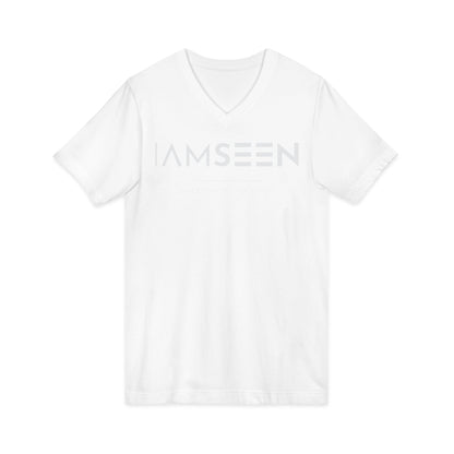 I Am Seen V-Neck Tee - Matthew 10:29-31 Faith Graphic Tee | Monochromatic Edition