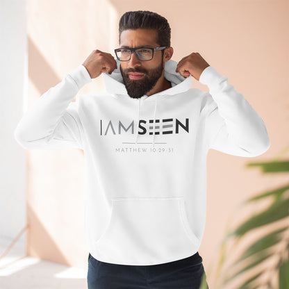 I Am Seen Pullover Hoodie - Matthew 10:29-31 Christian Sweatshirt | Contrast Edition